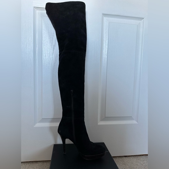 Stuart Weitzman platform boots 36.5 black with wooden heel - Picture 2 of 10